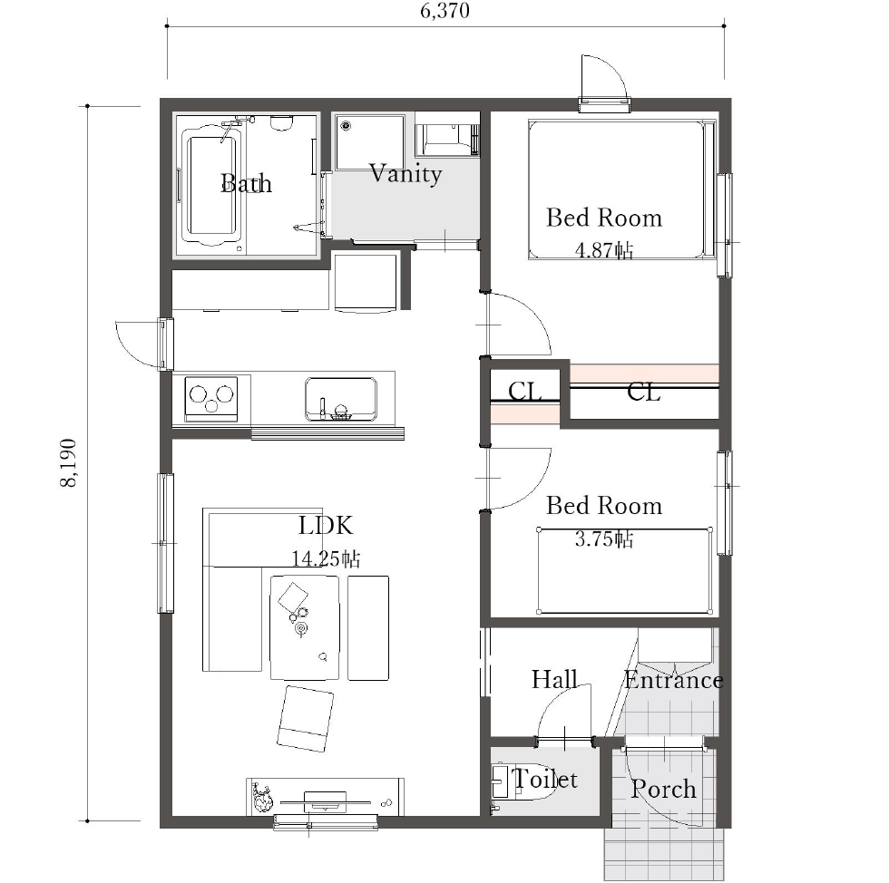 平屋（2LDK）16坪 1F