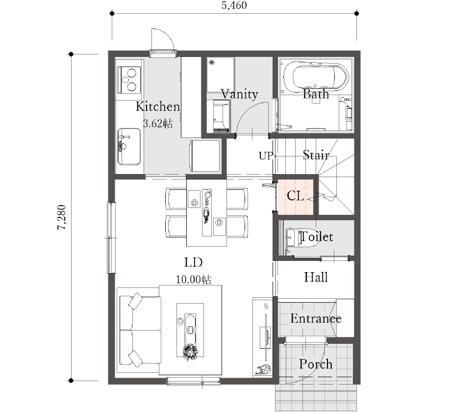 2階建て（3LDK）24坪 1F